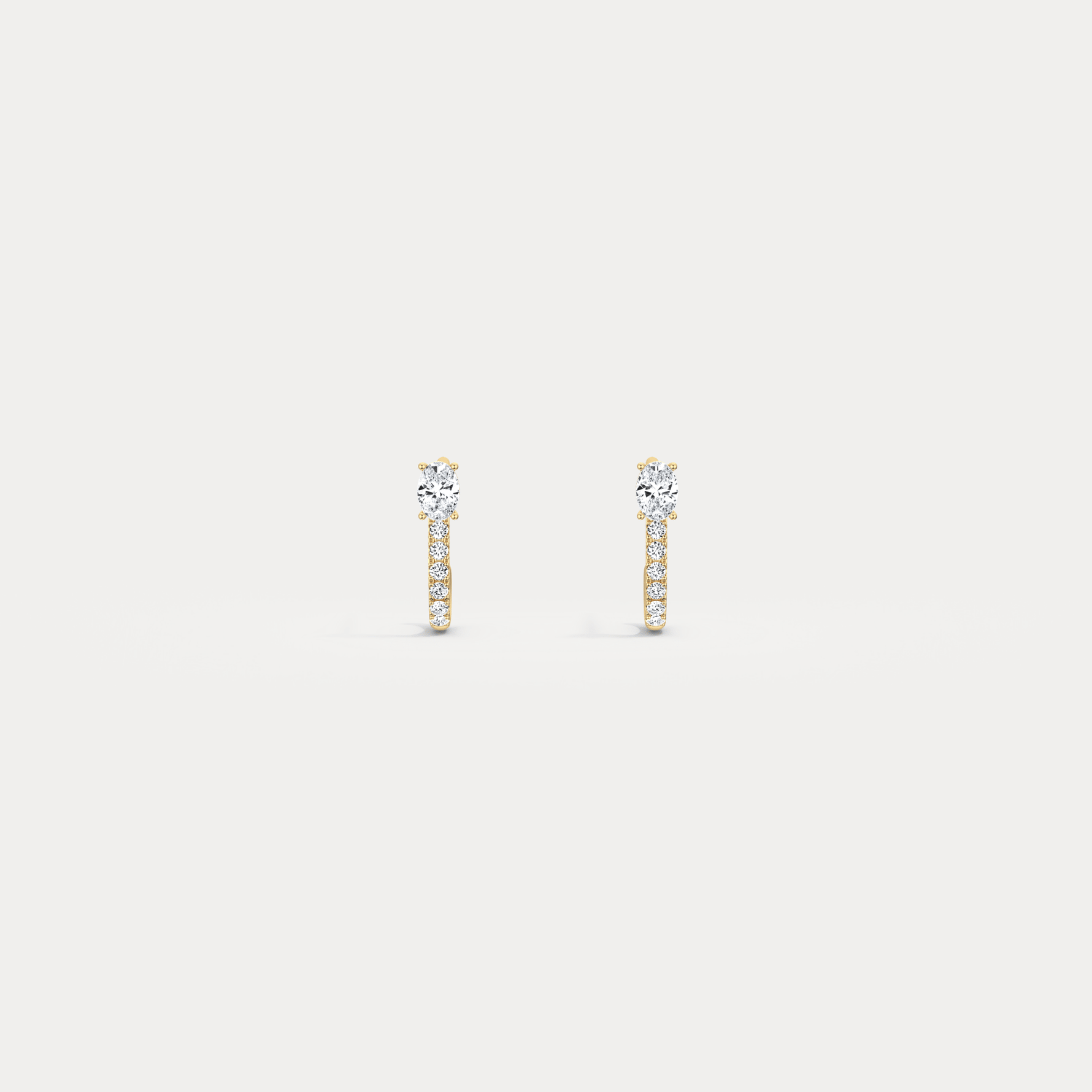 Oval Lab Diamond Half Hoop Earrings in 14K Solid Gold/Platinum - Earrings