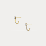 Oval Lab Diamond Half Hoop Earrings in 14K Solid Gold/Platinum - Earrings