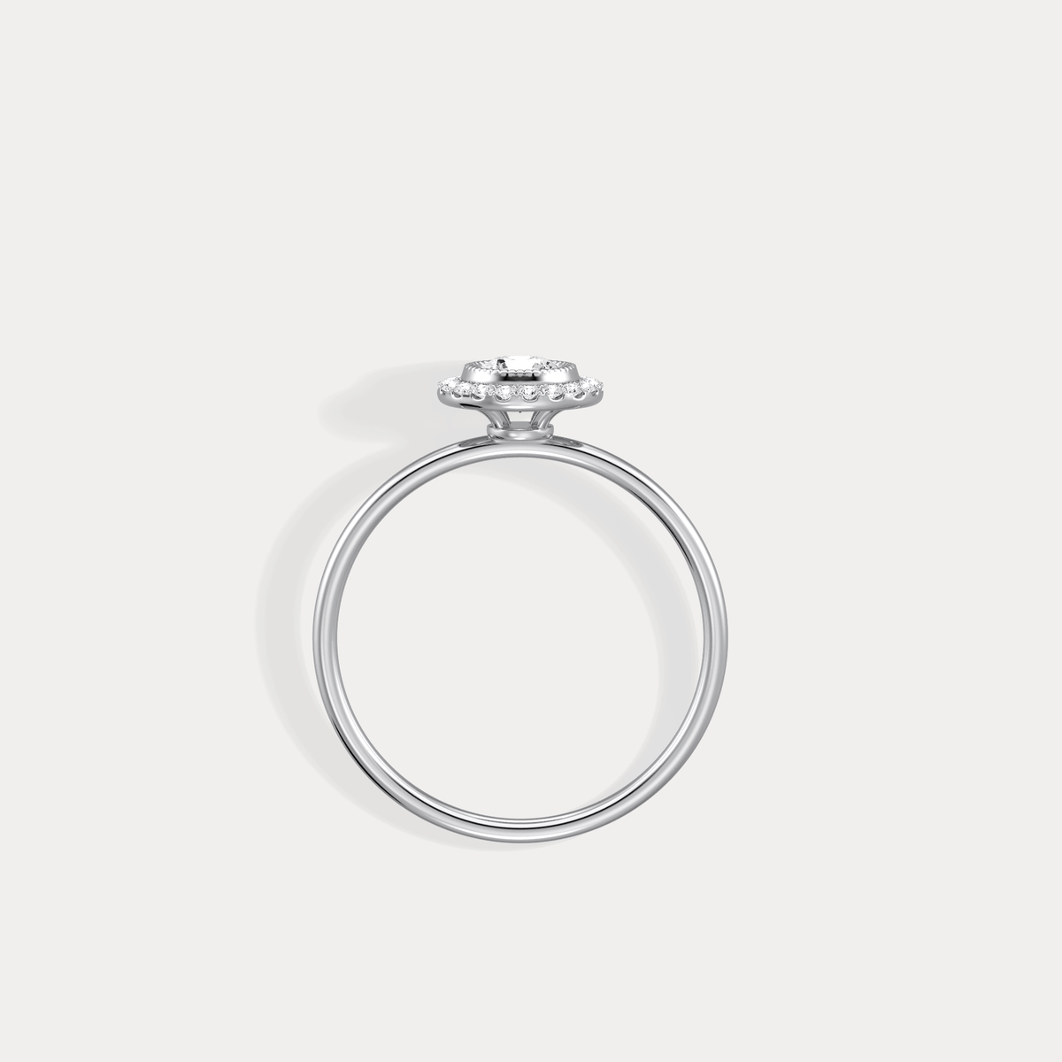 Round Lab Grown Diamond Halo Promise Ring In 14K Solid Gold/Platinum - Rings