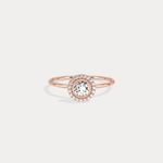 Round Lab Grown Diamond Halo Promise Ring In 14K Solid Gold/Platinum - Rings