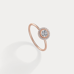 Round Lab Grown Diamond Halo Promise Ring In 14K Solid Gold/Platinum - Rings