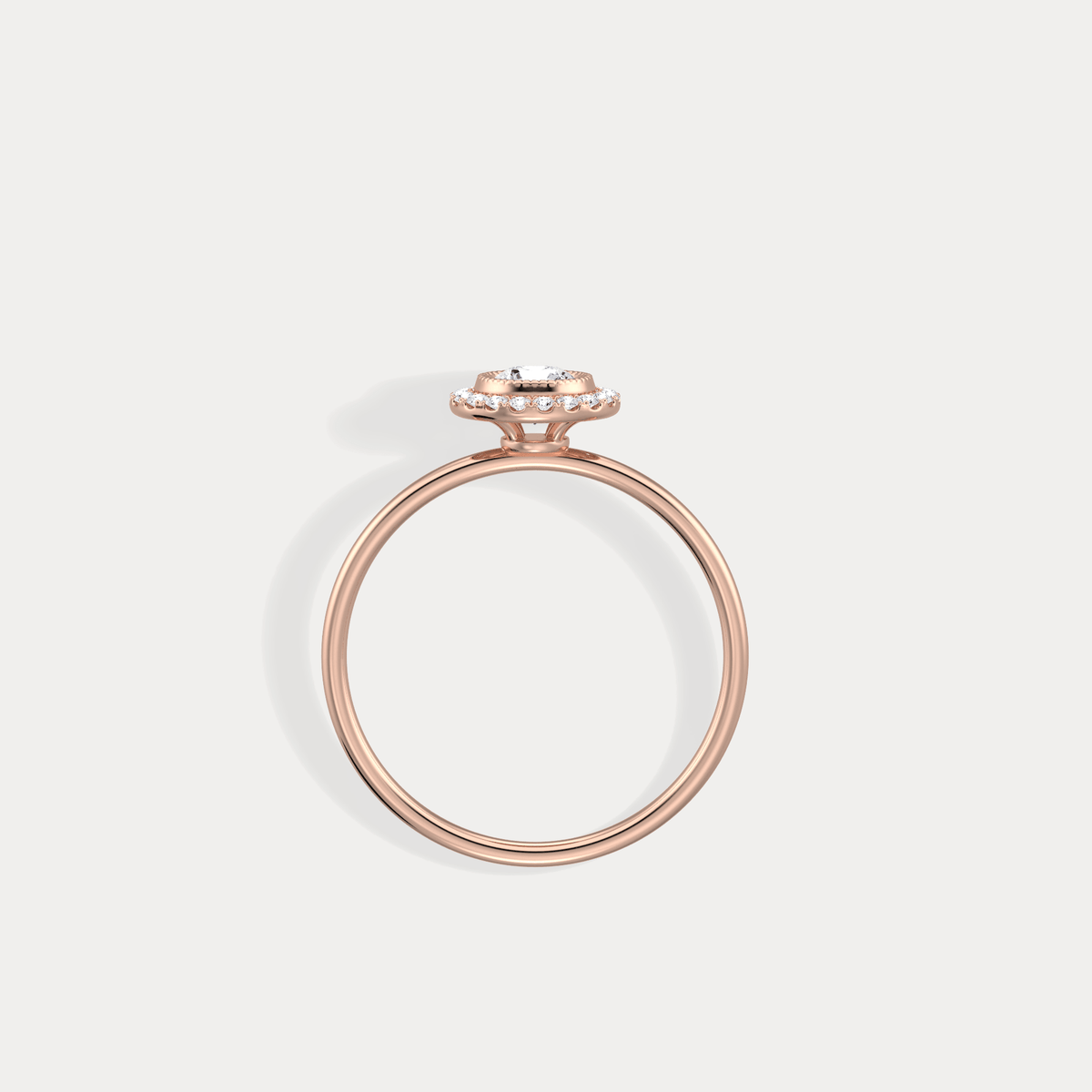 Round Lab Grown Diamond Halo Promise Ring In 14K Solid Gold/Platinum - Rings
