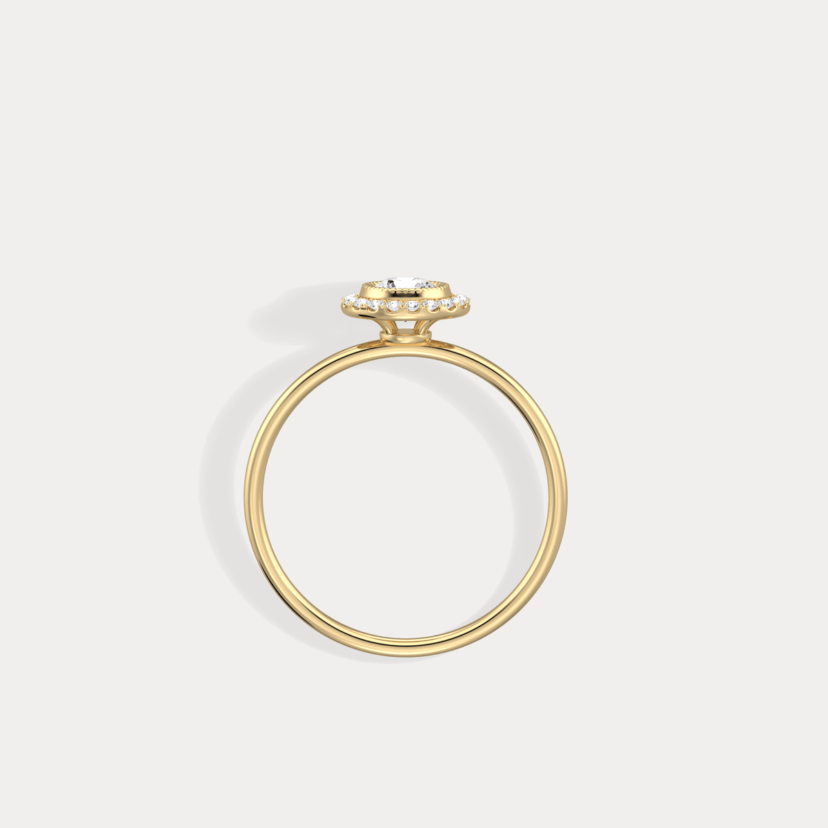 Round Lab Grown Diamond Halo Promise Ring In 14K Solid Gold/Platinum - Rings