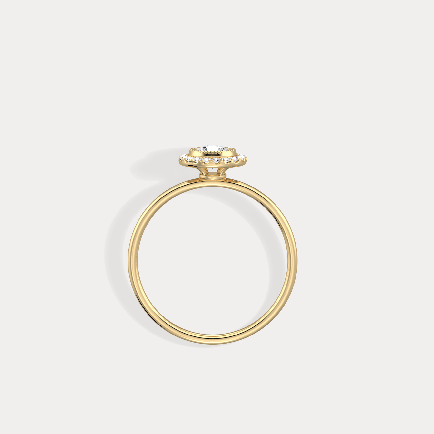 Round Lab Grown Diamond Halo Promise Ring In 14K Solid Gold/Platinum - Rings