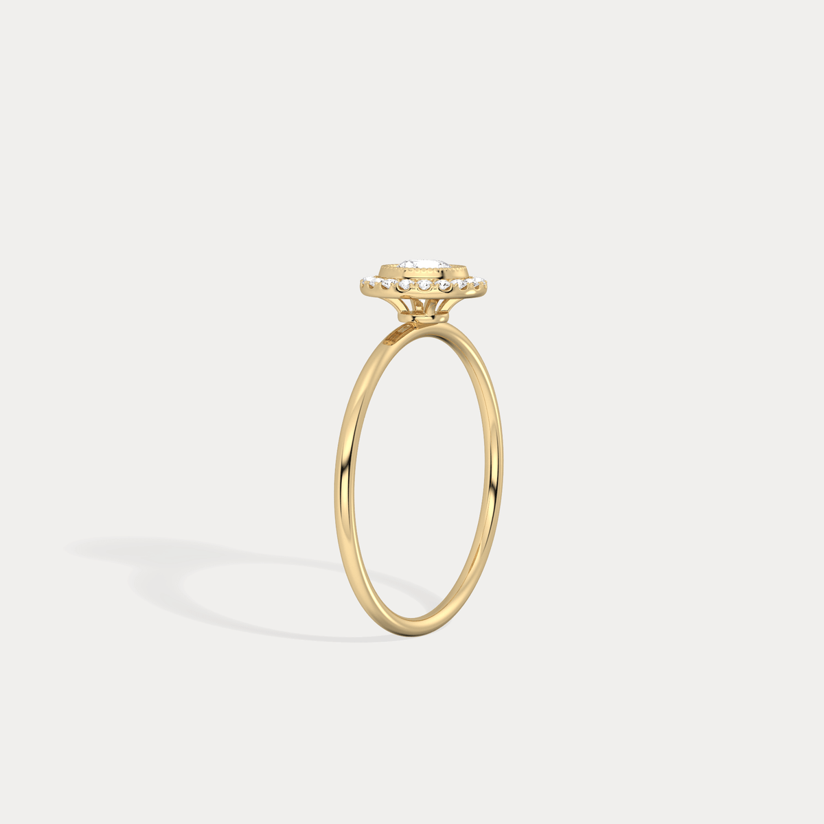 Round Lab Grown Diamond Halo Promise Ring In 14K Solid Gold/Platinum - Rings