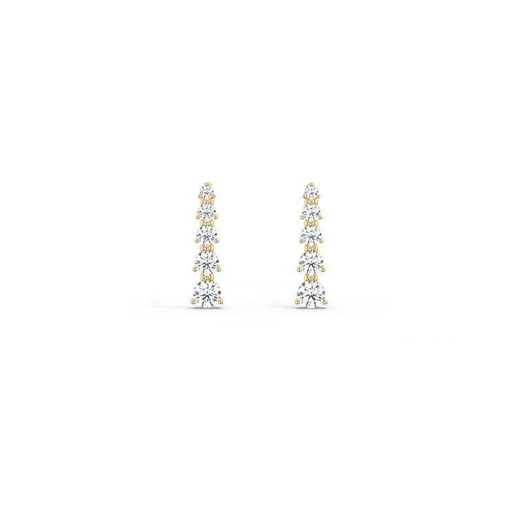 14K Solid Gold Round Dangle Earring With Lab - Grown Diamond - 