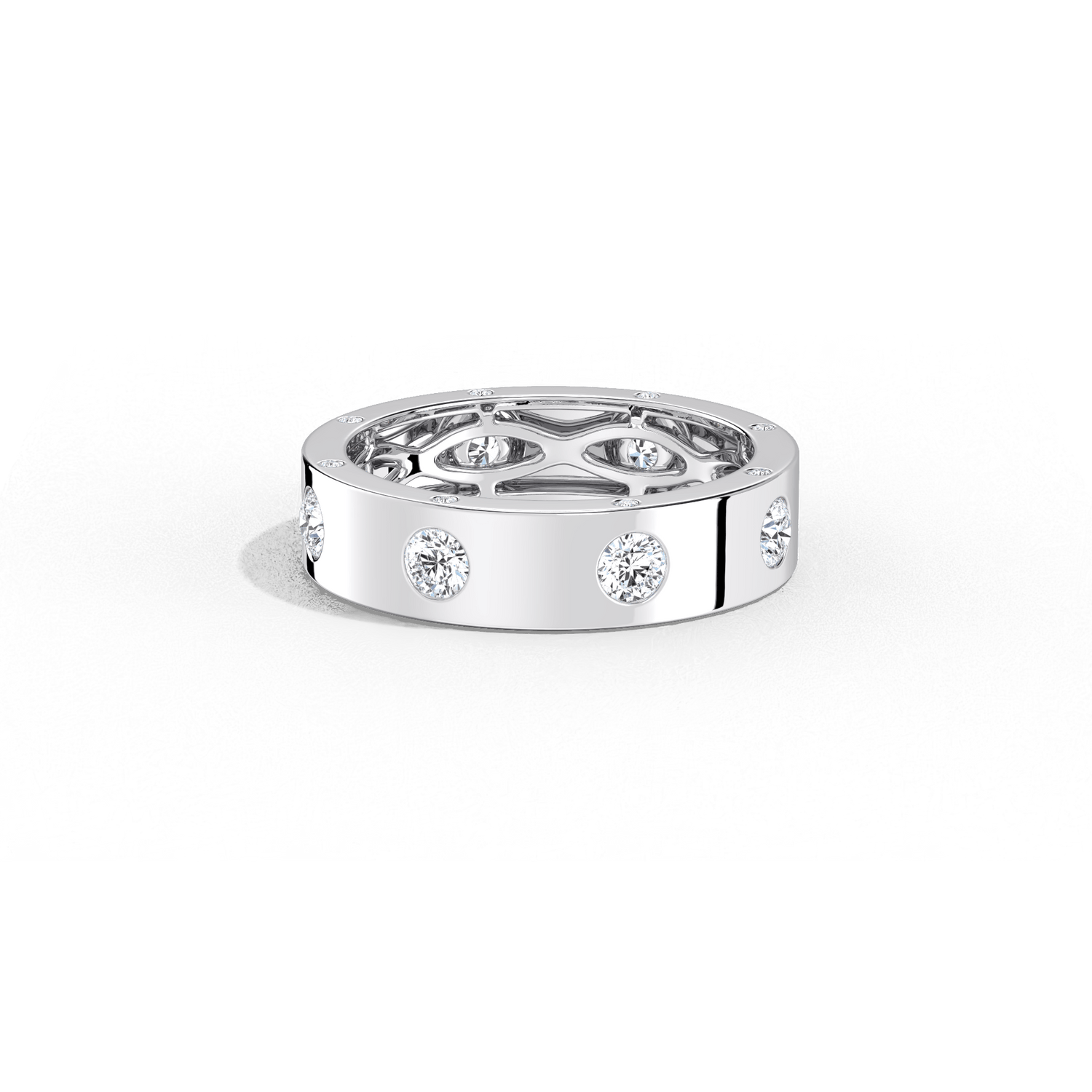 14K Solid Gold Eternity Wedding Band with Lab - Grown Diamonds - Rings