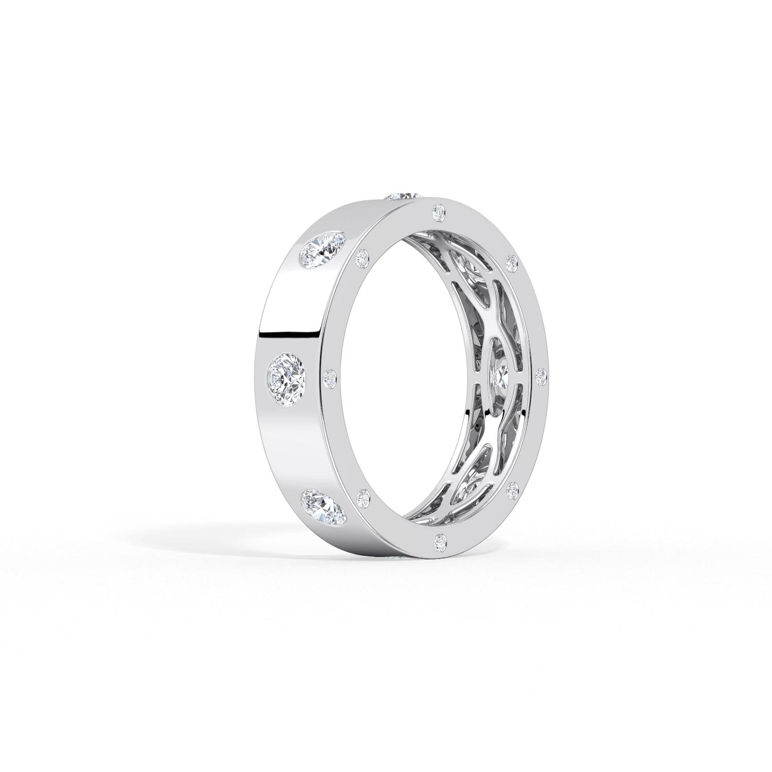 14K Solid Gold Eternity Wedding Band with Lab - Grown Diamonds - Rings