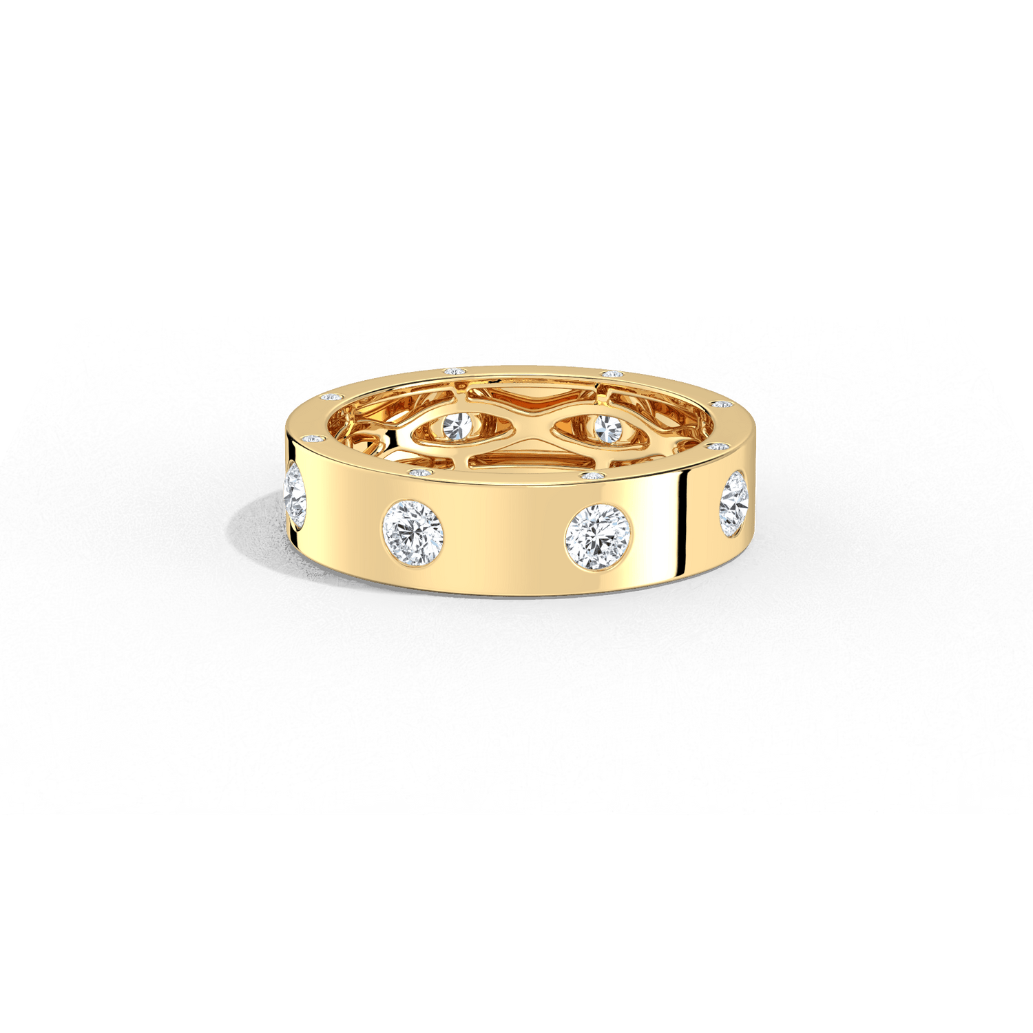 14K Solid Gold Eternity Wedding Band with Lab - Grown Diamonds - Rings