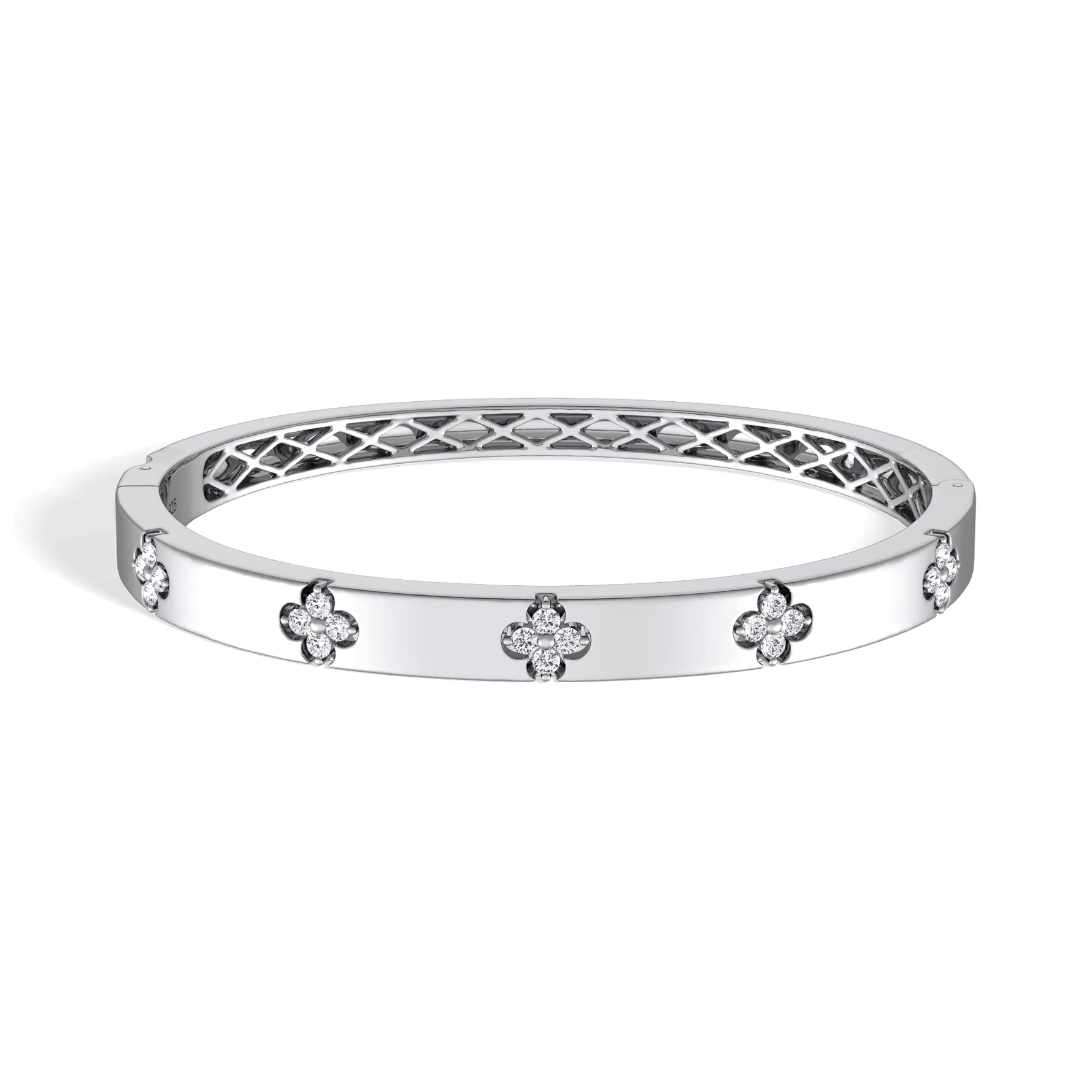 Charm & Dazzle Clover Hinged Moissanite Bangle Bracelet - Bracelets