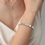 Charm & Dazzle Clover Hinged Moissanite Bangle Bracelet - Bracelets