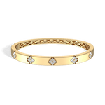 Charm & Dazzle Clover Hinged Moissanite Bangle Bracelet - Bracelets