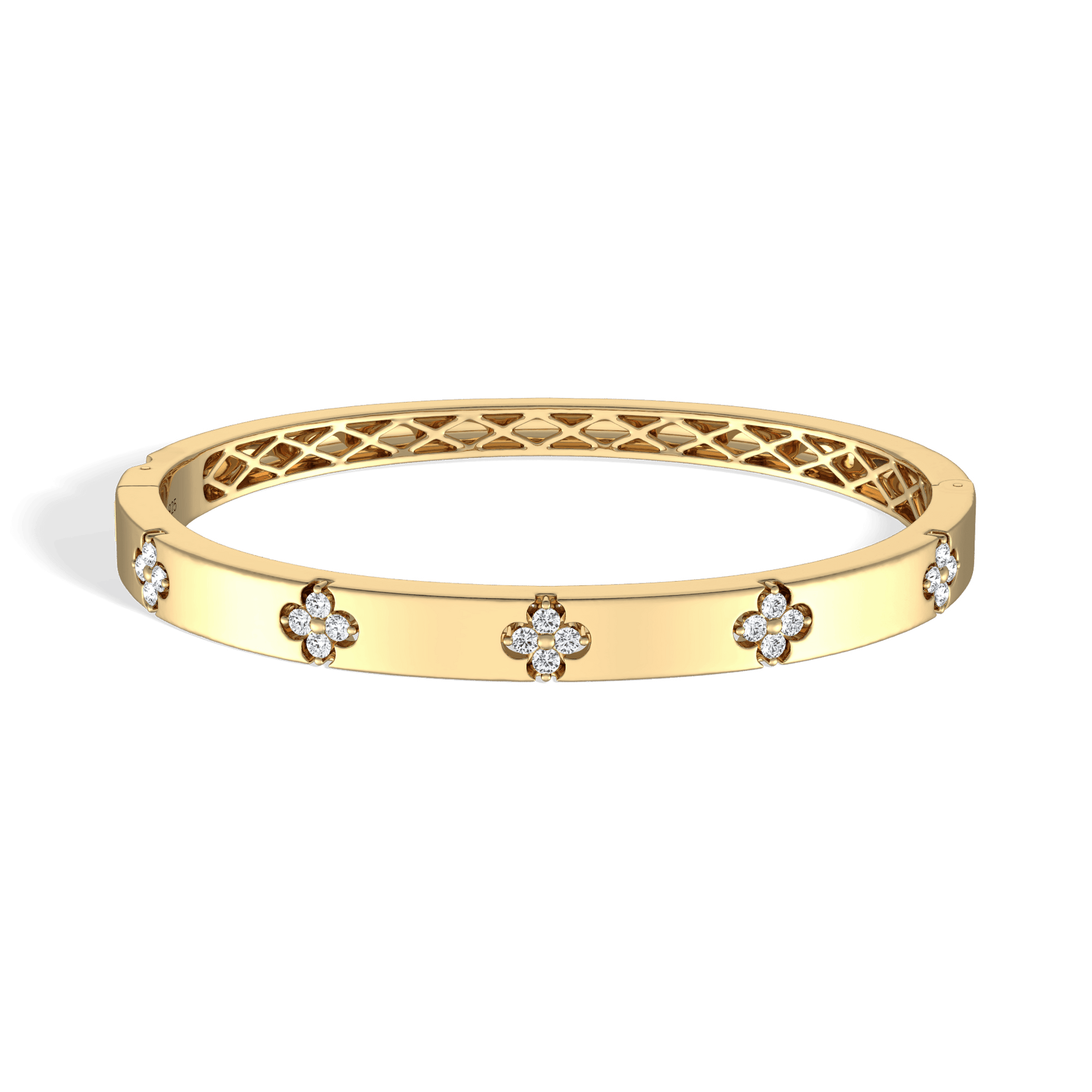 Charm & Dazzle Clover Hinged Moissanite Bangle Bracelet - Bracelets