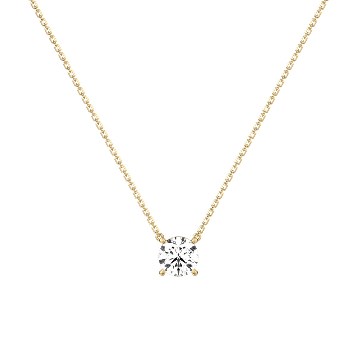 Lab Diamond Solitaire Pendant In 10K Solid Gold - 