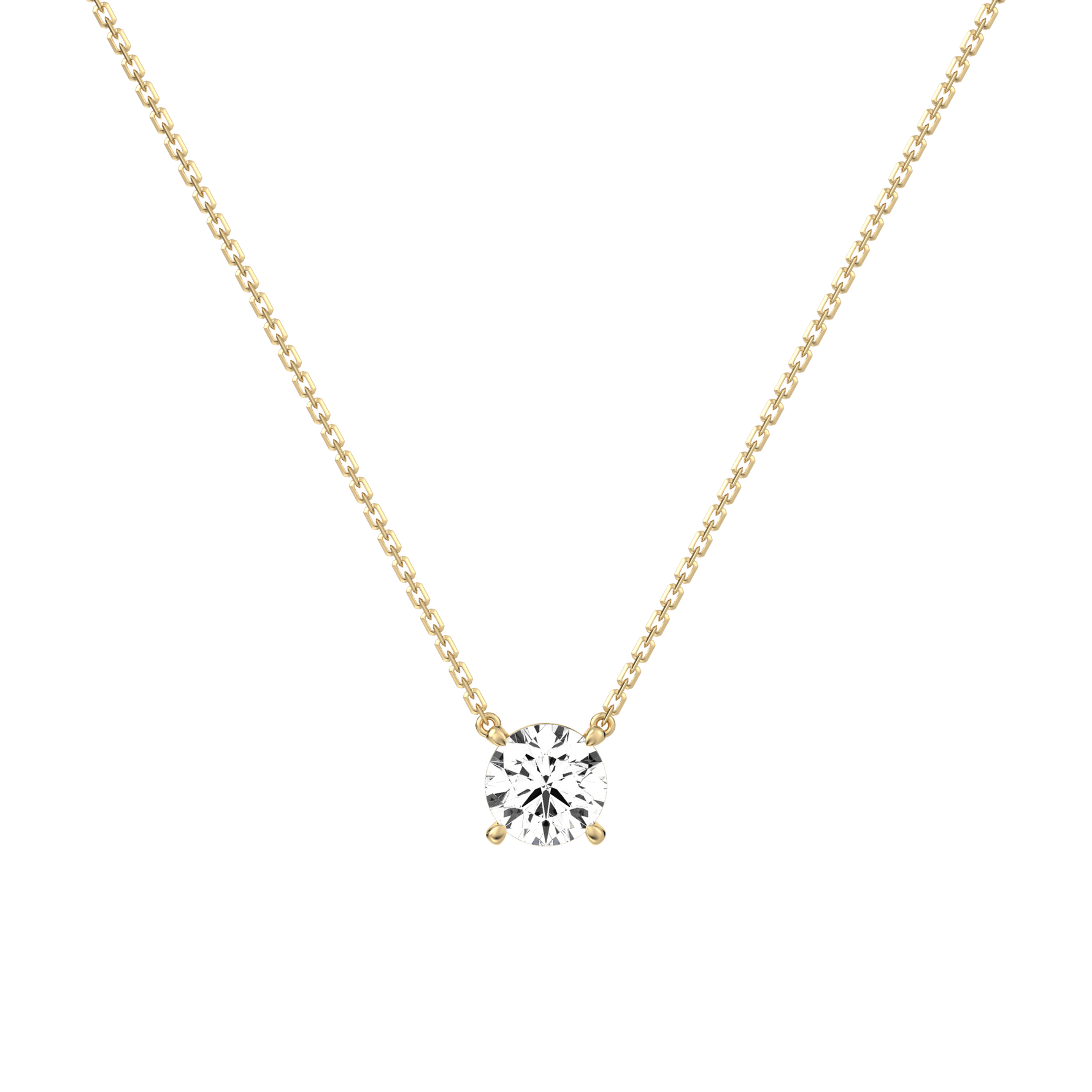 Lab Diamond Solitaire Pendant In 10K Solid Gold - 