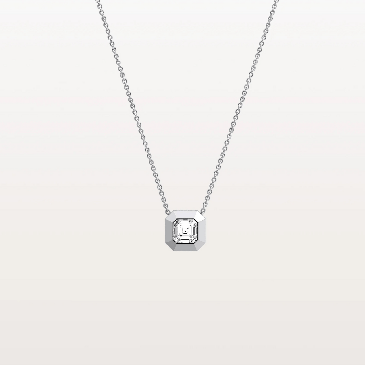 Lab Grown Asscher Cut Necklace In 14K Solid Gold/Platinum - Necklaces