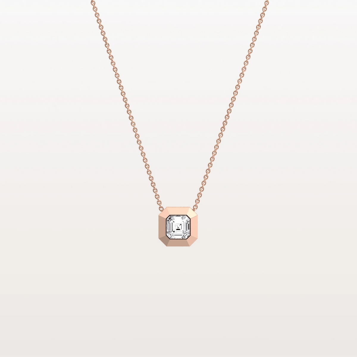 Lab Grown Asscher Cut Necklace In 14K Solid Gold/Platinum - Necklaces