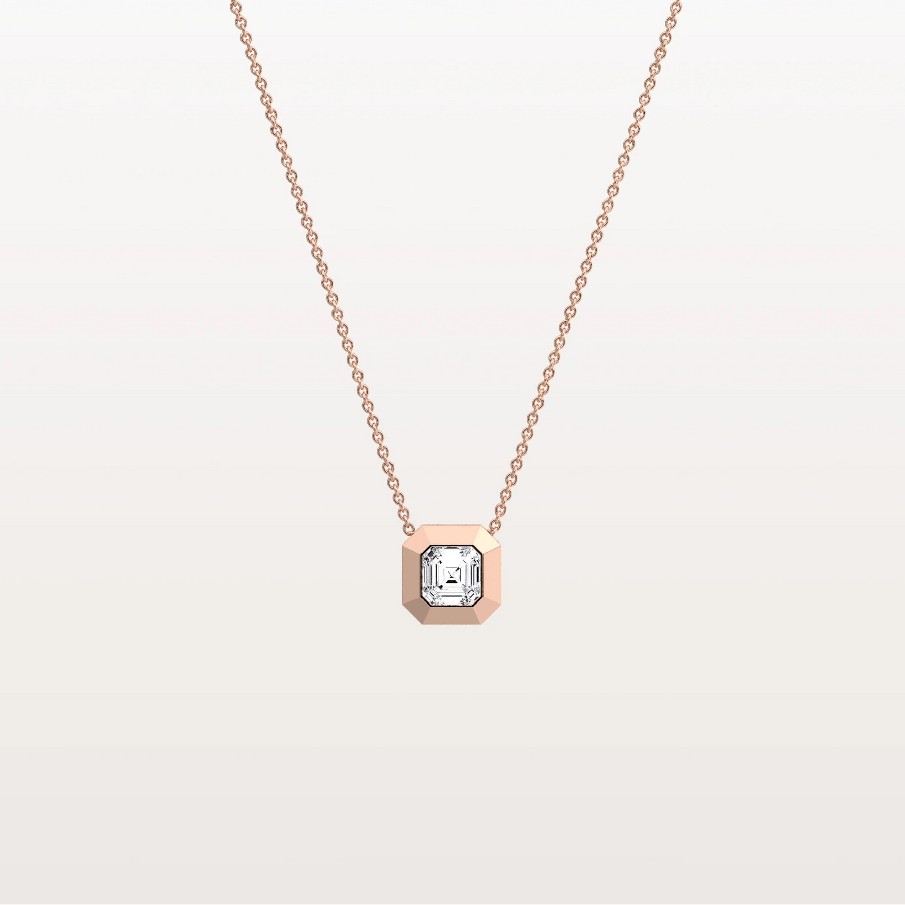 Lab Grown Asscher Cut Necklace In 14K Solid Gold/Platinum - Necklaces