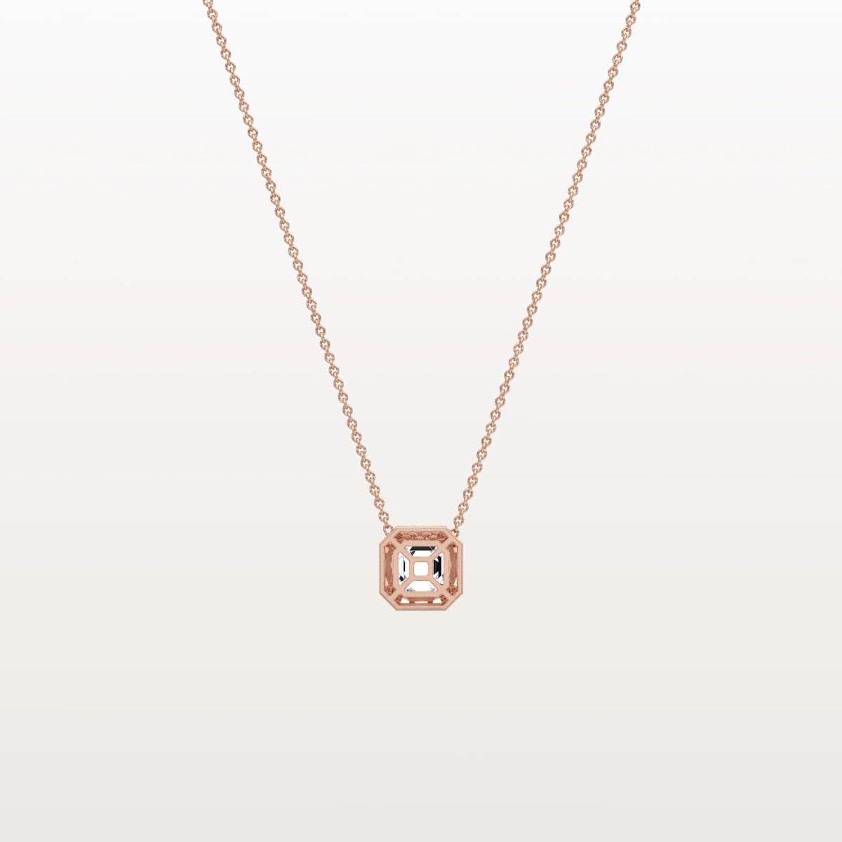 Lab Grown Asscher Cut Necklace In 14K Solid Gold/Platinum - Necklaces
