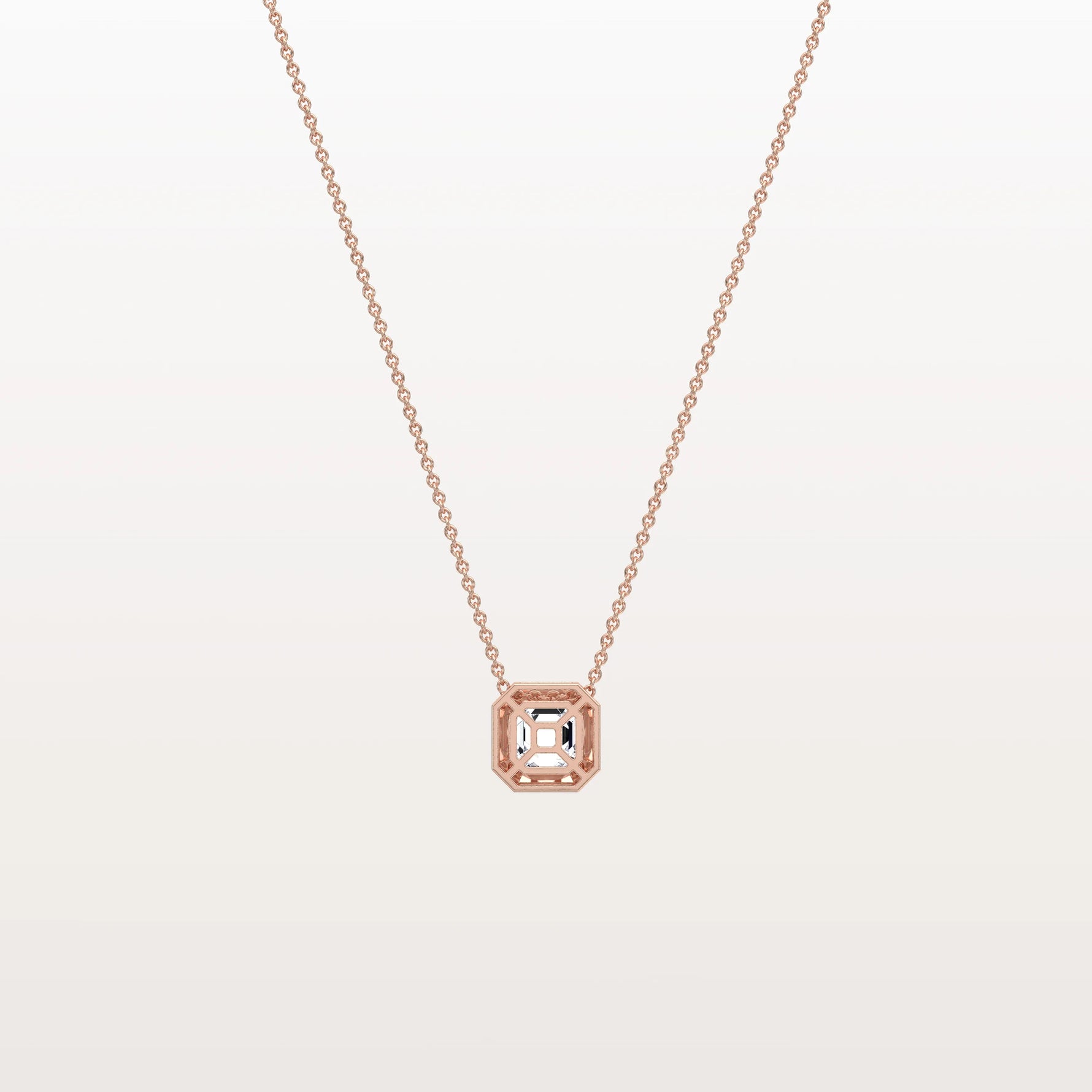 Lab Grown Asscher Cut Necklace In 14K Solid Gold/Platinum - Necklaces