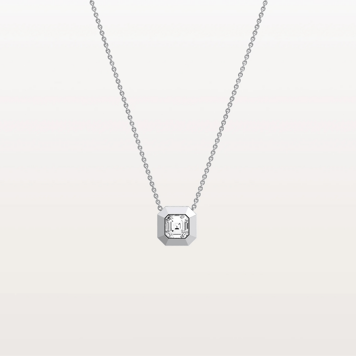 Lab Grown Asscher Cut Necklace In 14K Solid Gold/Platinum - Necklaces