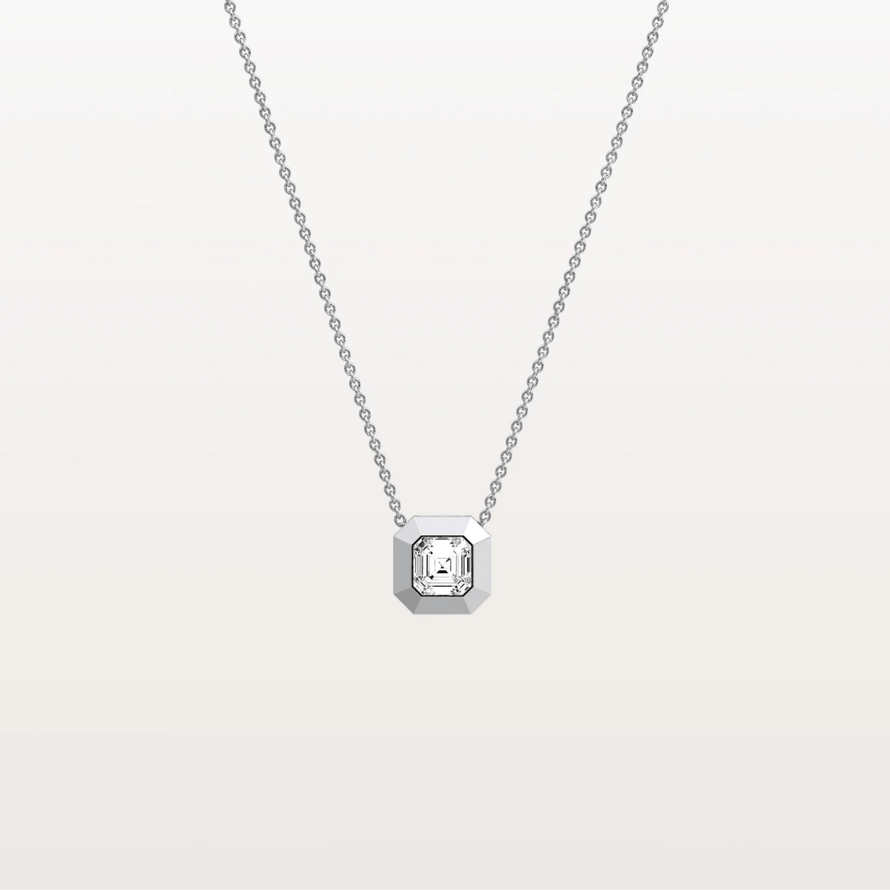 Lab Grown Asscher Cut Necklace In 14K Solid Gold/Platinum - Necklaces