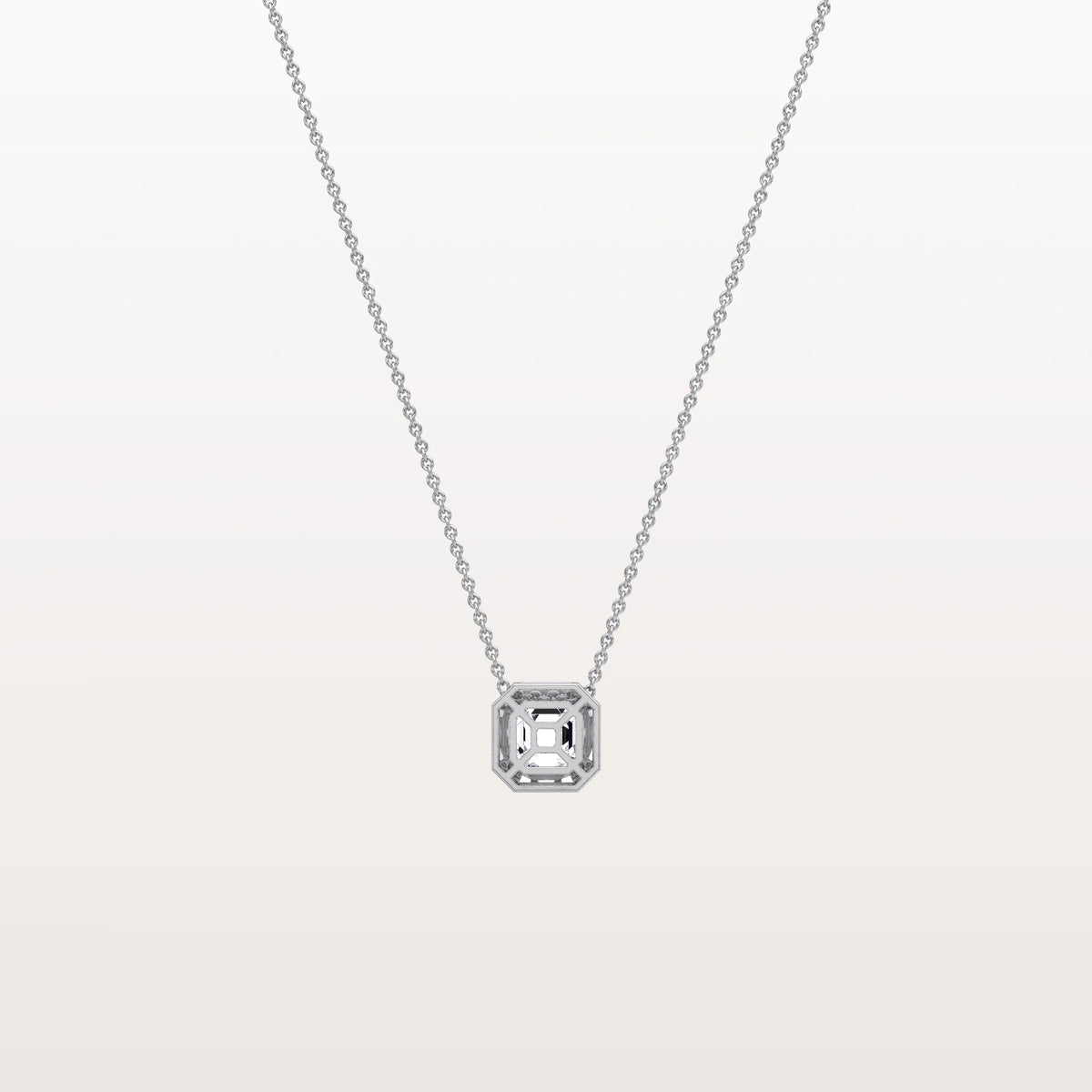 Lab Grown Asscher Cut Necklace In 14K Solid Gold/Platinum - Necklaces