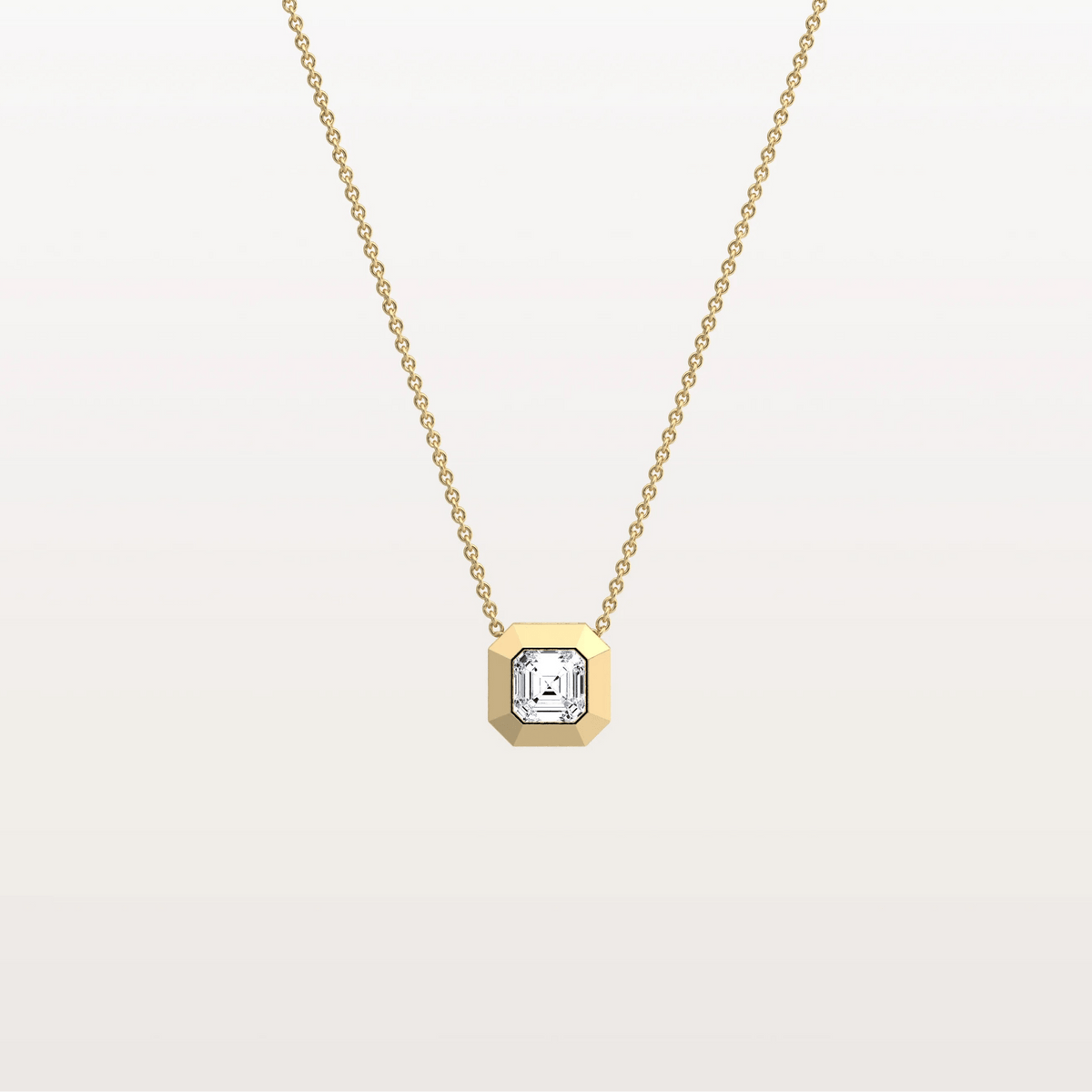 Lab Grown Asscher Cut Necklace In 14K Solid Gold/Platinum - Necklaces