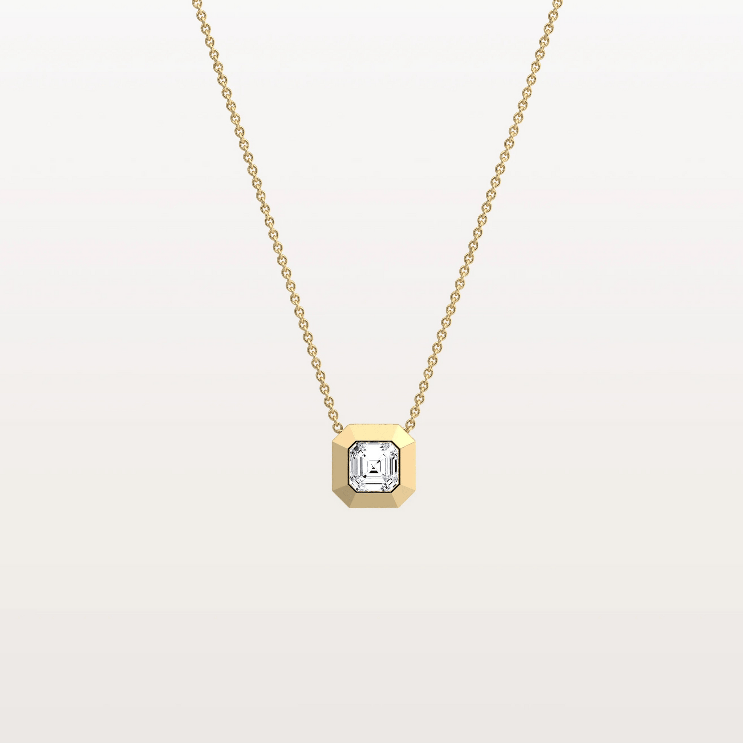 Lab Grown Asscher Cut Necklace In 14K Solid Gold/Platinum