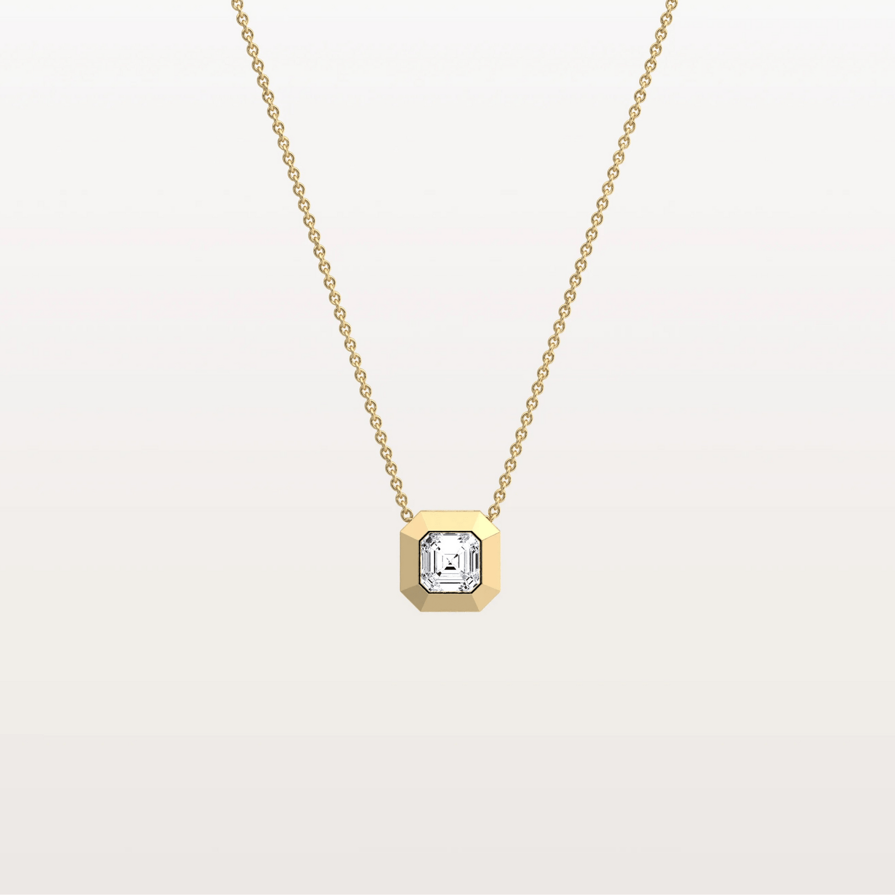 Lab Grown Asscher Cut Necklace In 14K Solid Gold/Platinum - Necklaces
