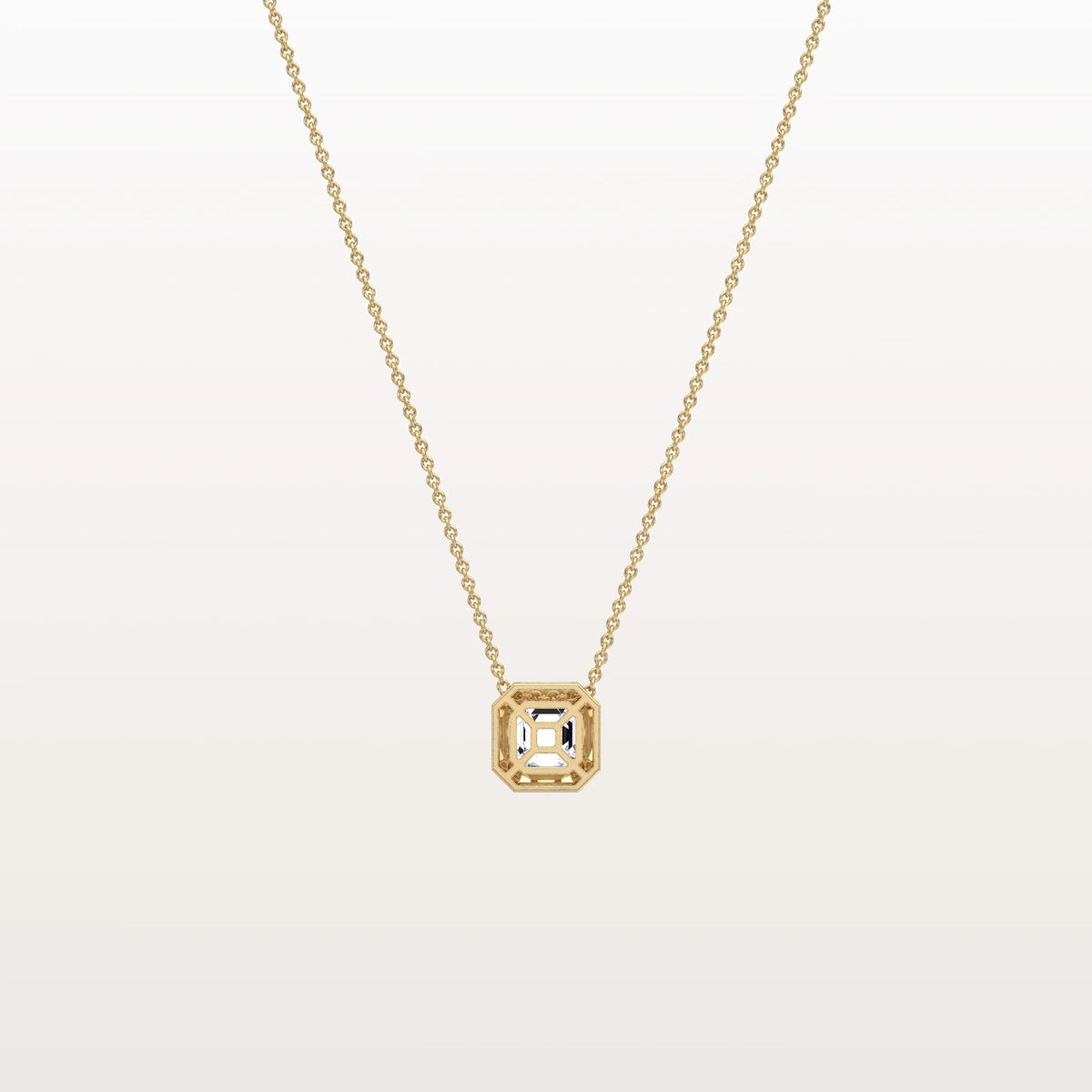 Lab Grown Asscher Cut Necklace In 14K Solid Gold/Platinum - Necklaces