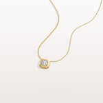 Lab Grown Asscher Cut Necklace In 14K Solid Gold/Platinum - Necklaces