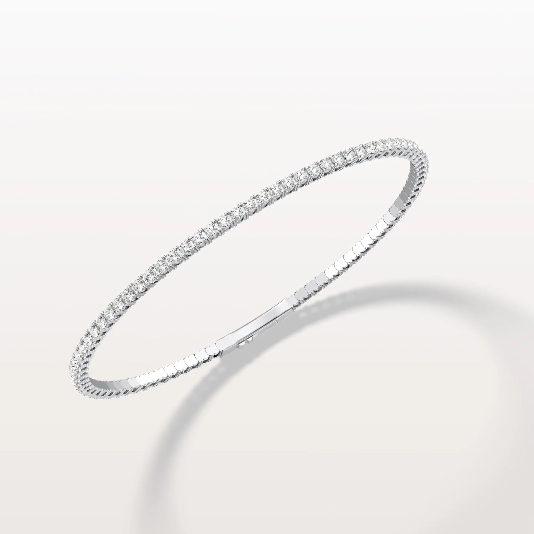 3.11CTW VVS Lab Grown Diamond Full Eternity 7 Inches Flexible Bangle - Bracelets
