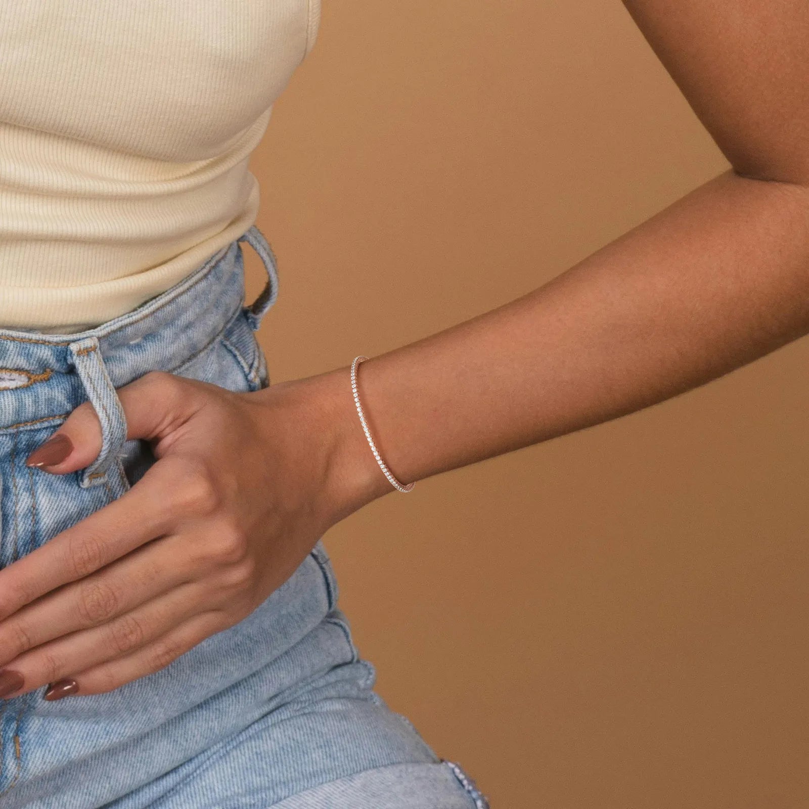 3.11CTW VVS Lab Grown Diamond Full Eternity 7 Inches Flexible Bangle - Bracelets