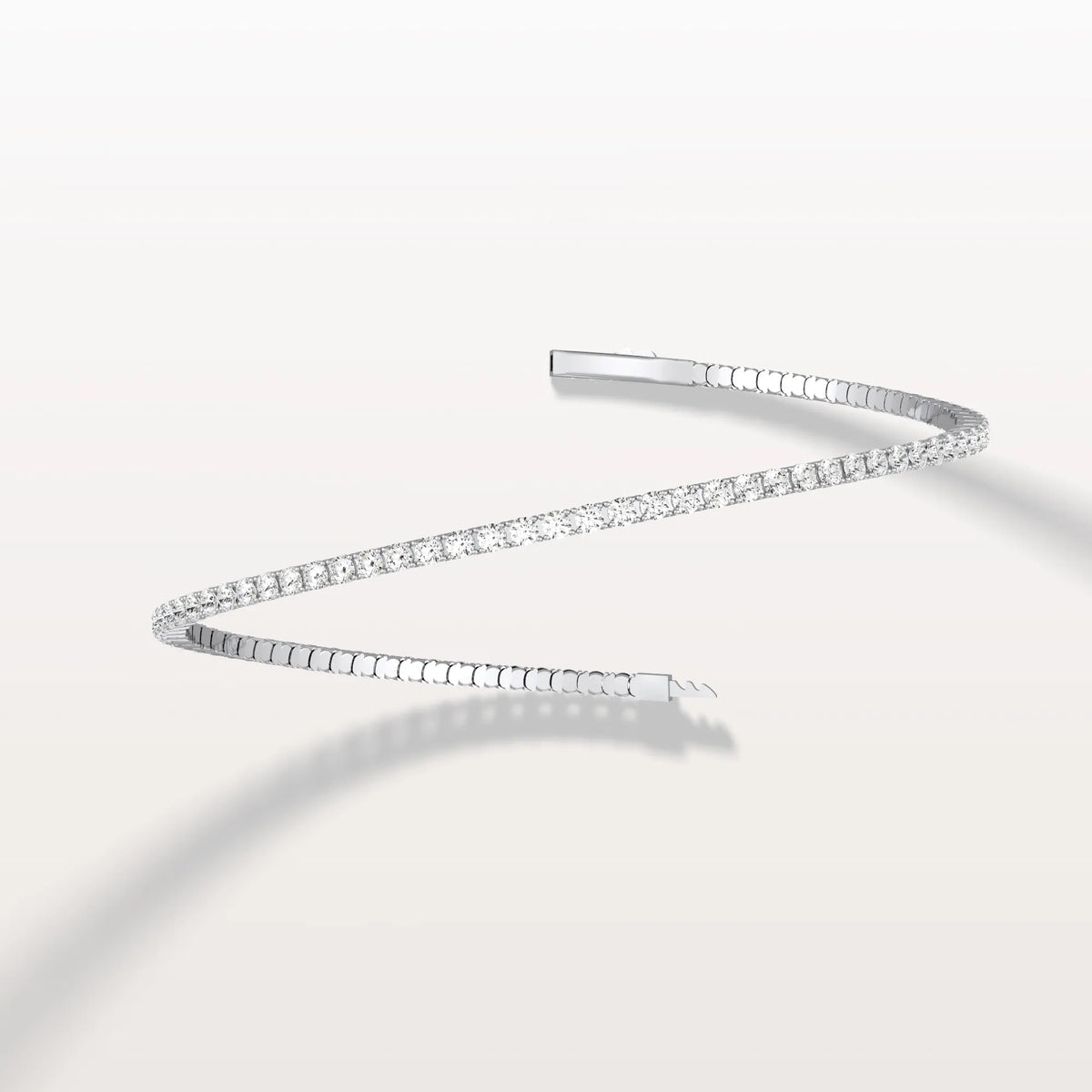 3.11CTW VVS Lab Grown Diamond Full Eternity 7 Inches Flexible Bangle - Bracelets