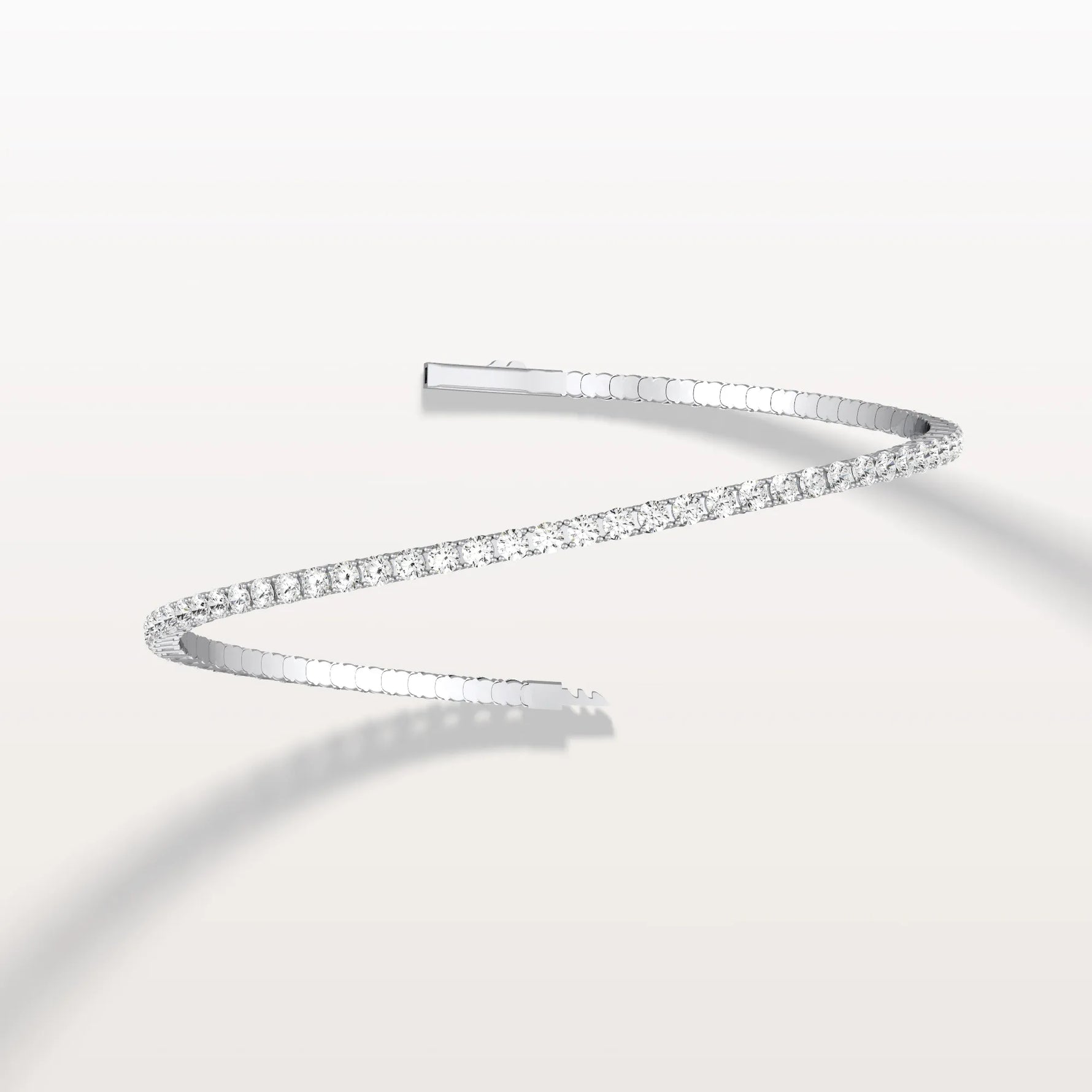 3.35CTW VVS Lab Grown Diamond Full Eternity 7 Inches Flexible Bangle - Bracelets