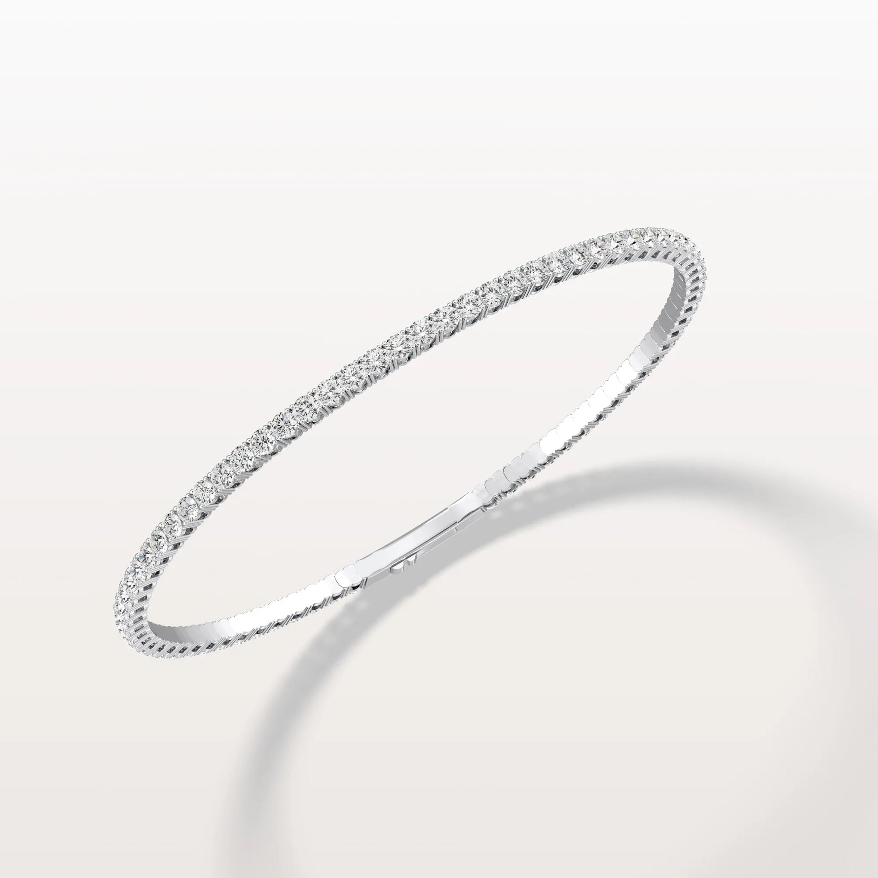 3.35CTW VVS Lab Grown Diamond Full Eternity 7 Inches Flexible Bangle - Bracelets