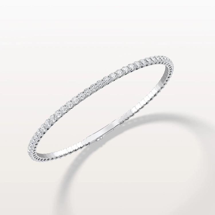 5.08CTW VVS Lab Grown Diamond Full Eternity 7.3 Inches Flexible Bangle - Bracelets