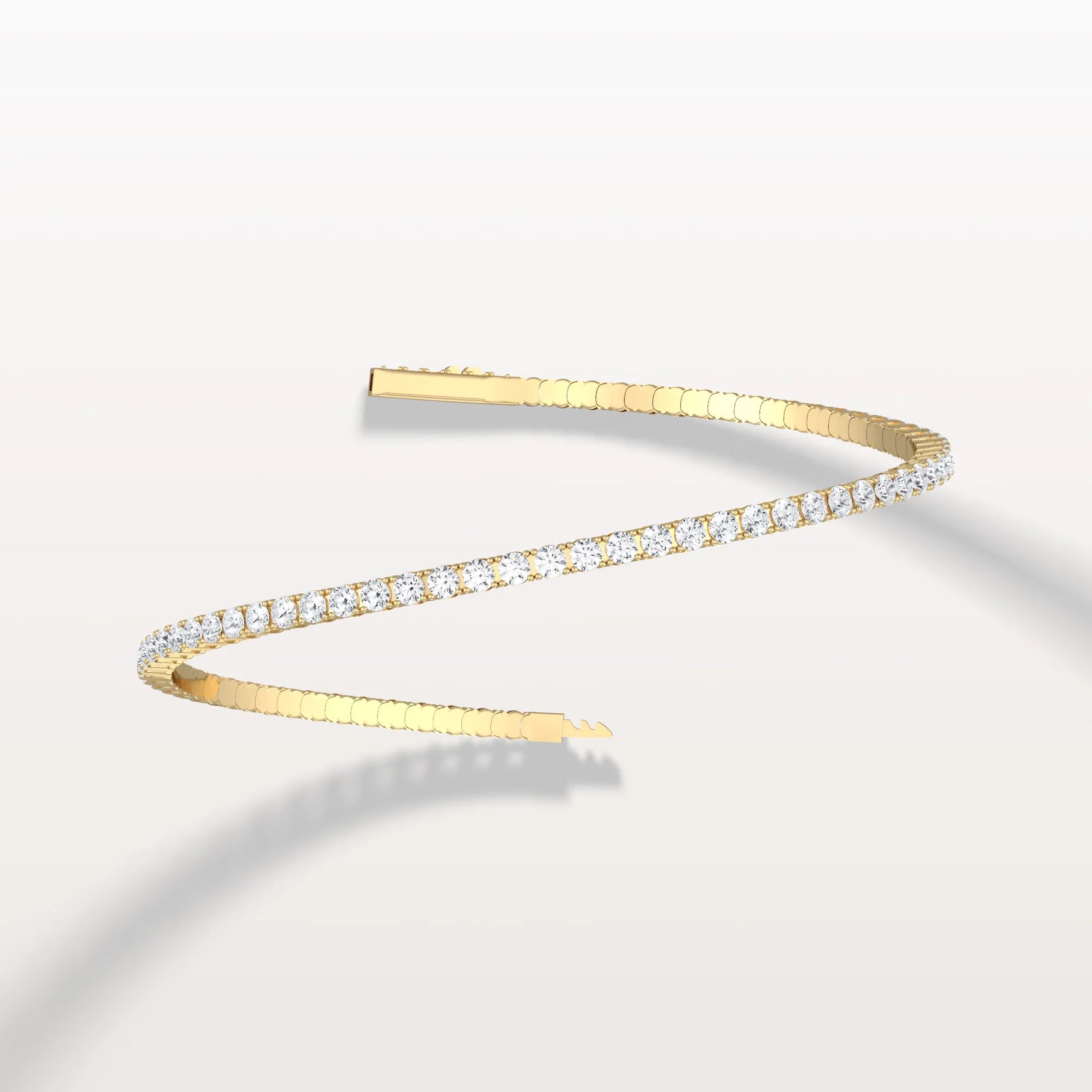 5.08CTW VVS Lab Grown Diamond Full Eternity 7.3 Inches Flexible Bangle - Bracelets