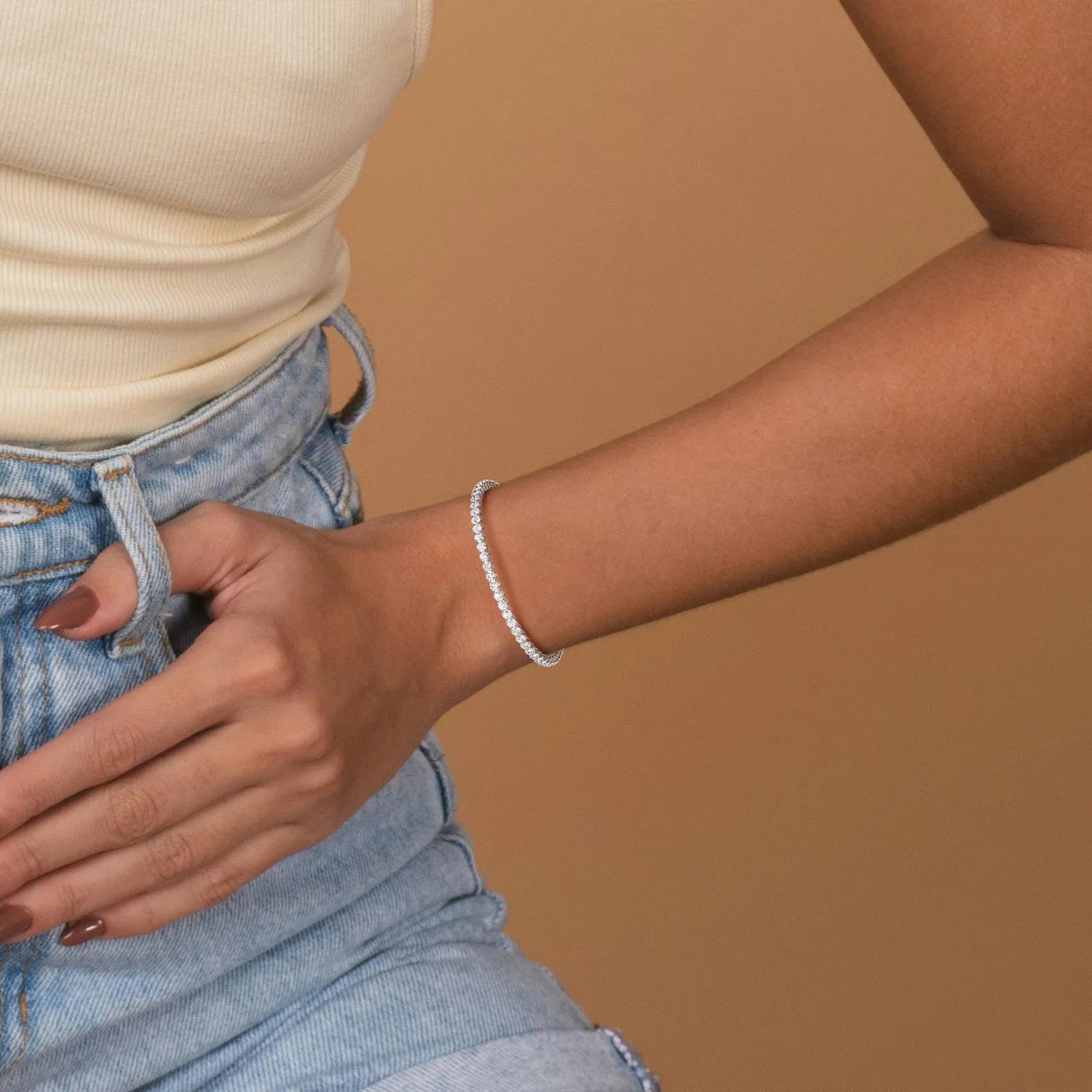 6.18CTW VVS Lab Grown Diamond Full Eternity 7.5 Inches Flexible Bangle - Bracelets