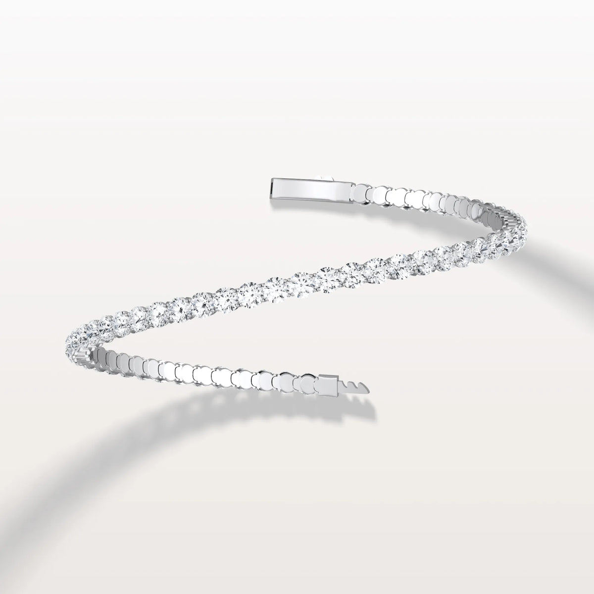 6.18CTW VVS Lab Grown Diamond Full Eternity 7.5 Inches Flexible Bangle - Bracelets