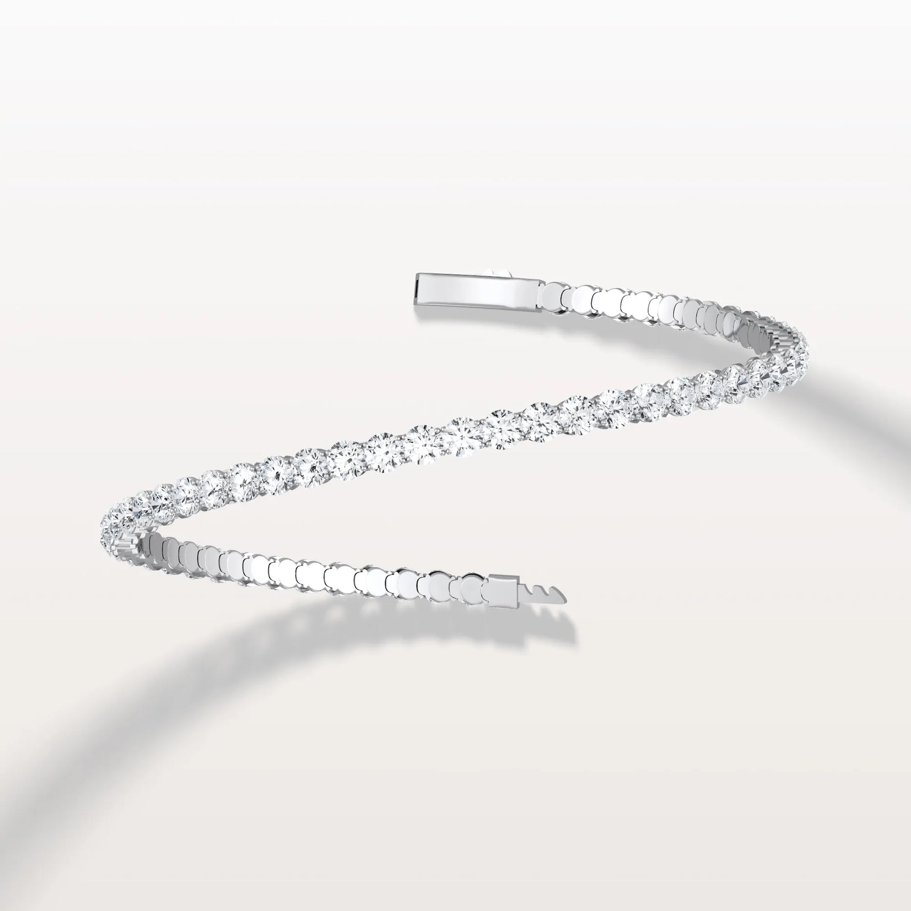 6.18CTW VVS Lab Grown Diamond Full Eternity 7.5 Inches Flexible Bangle - Bracelets