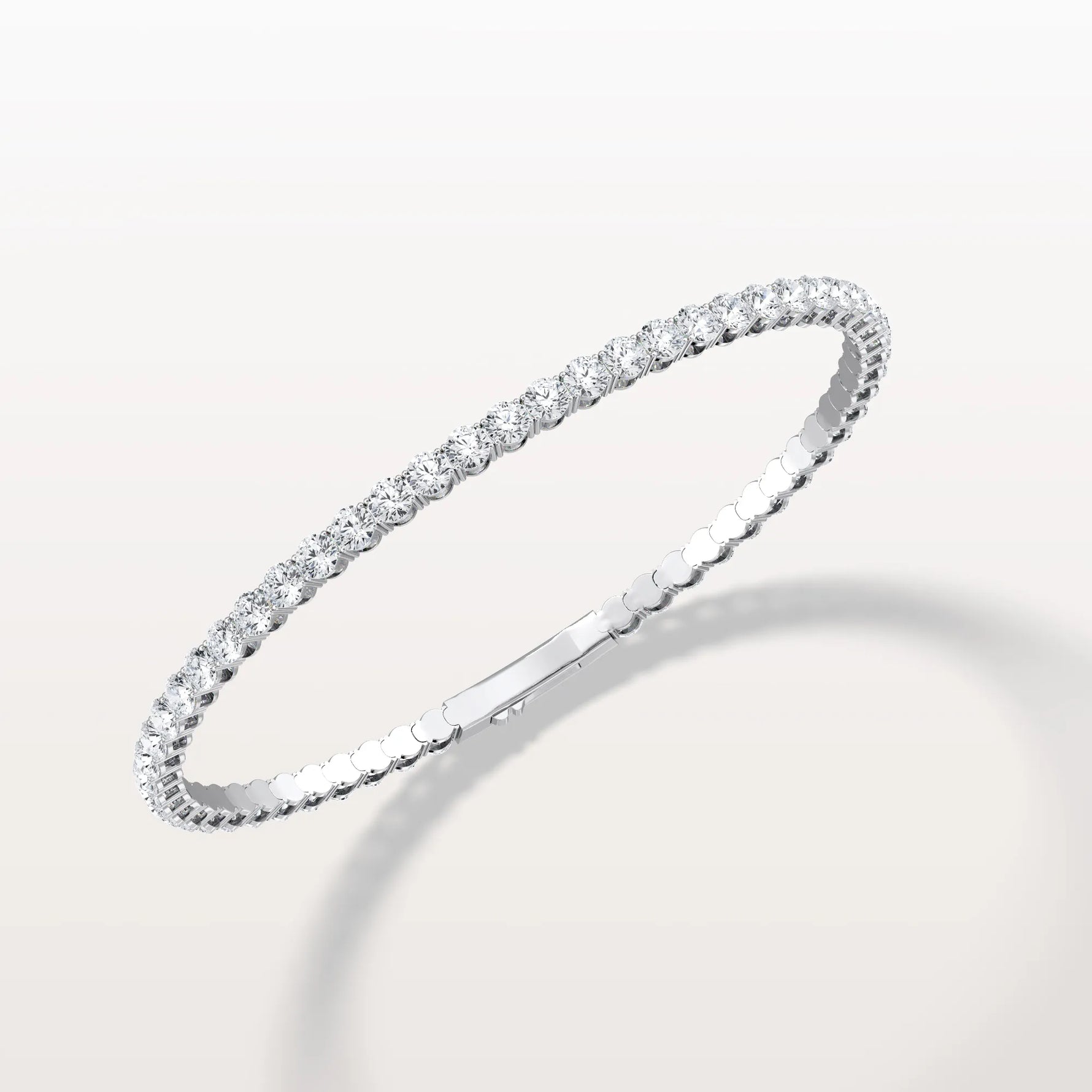 6.18CTW VVS Lab Grown Diamond Full Eternity 7.5 Inches Flexible Bangle - Bracelets