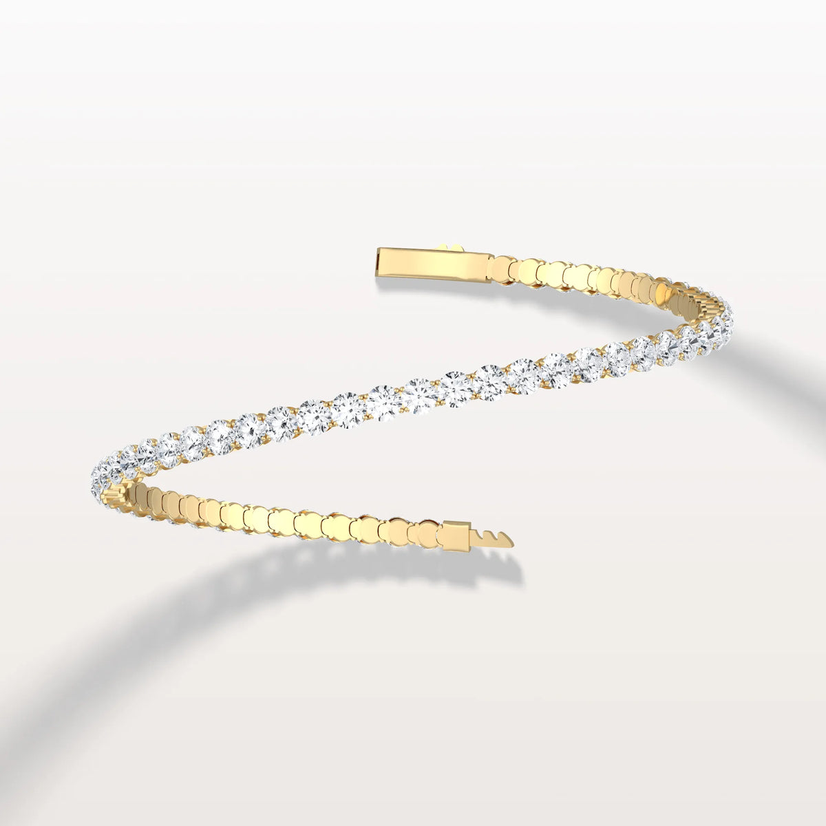 6.18CTW VVS Lab Grown Diamond Full Eternity 7.5 Inches Flexible Bangle - Bracelets