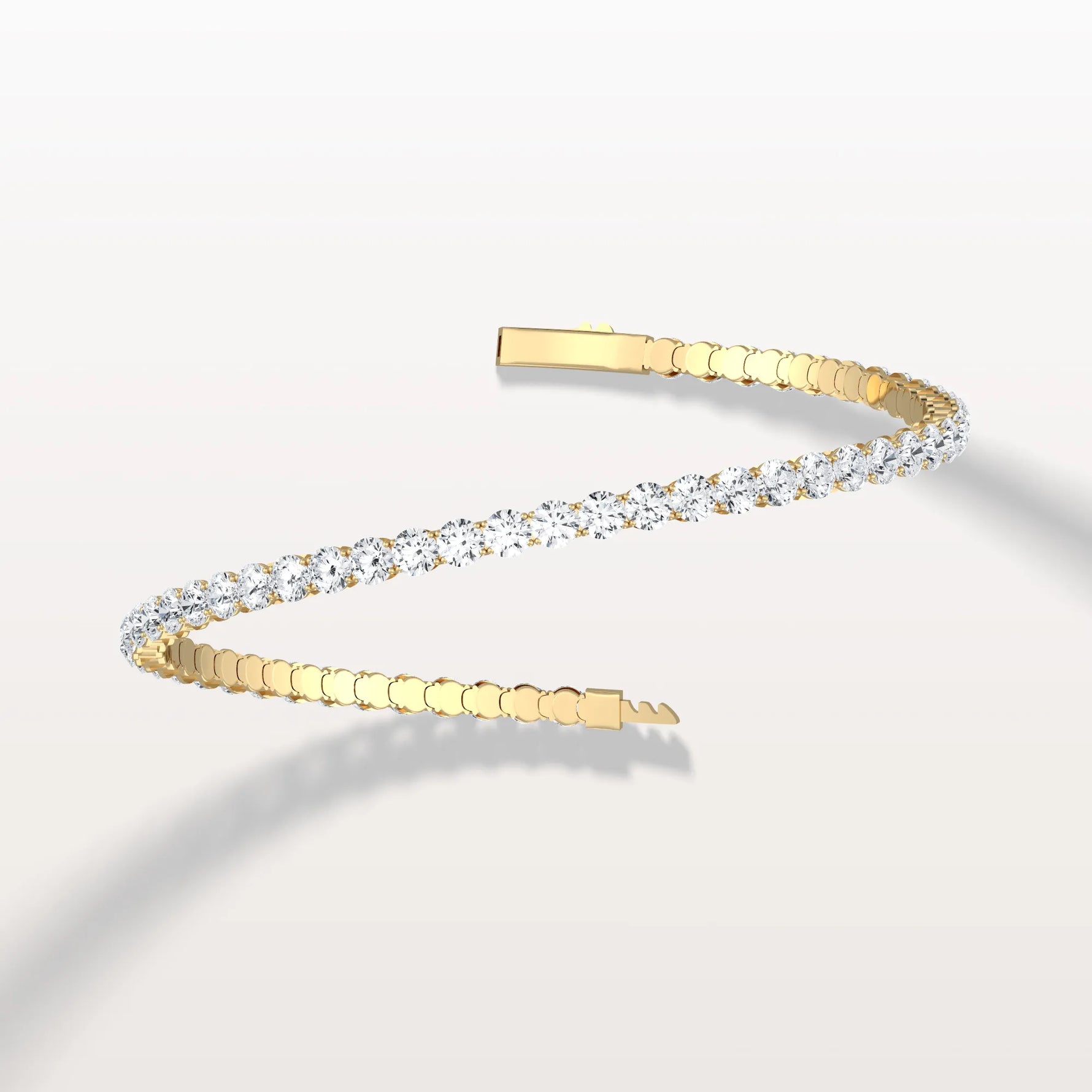 6.18CTW VVS Lab Grown Diamond Full Eternity 7.5 Inches Flexible Bangle - Bracelets