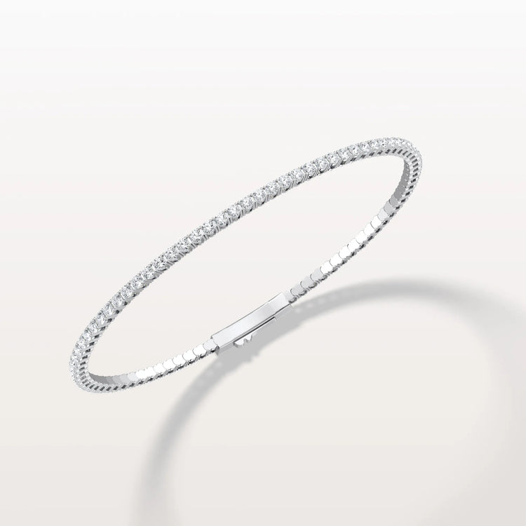 2.78CTW VVS Lab Grown Diamond Full Eternity 7 Inches Flexible Bangle - Bracelets
