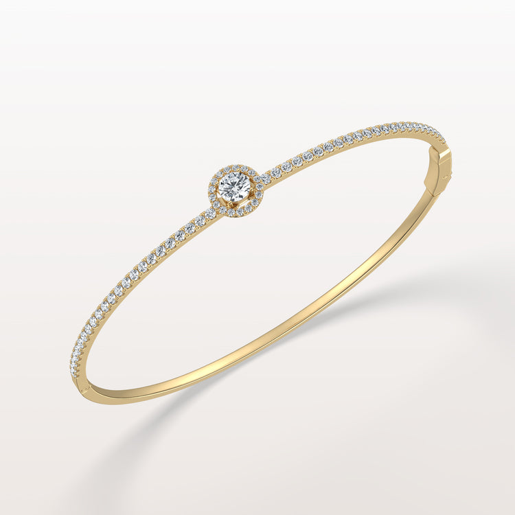 1CTW Round Lab Grwon Diamond Pave Halo Bangel Bracelet - Bracelets