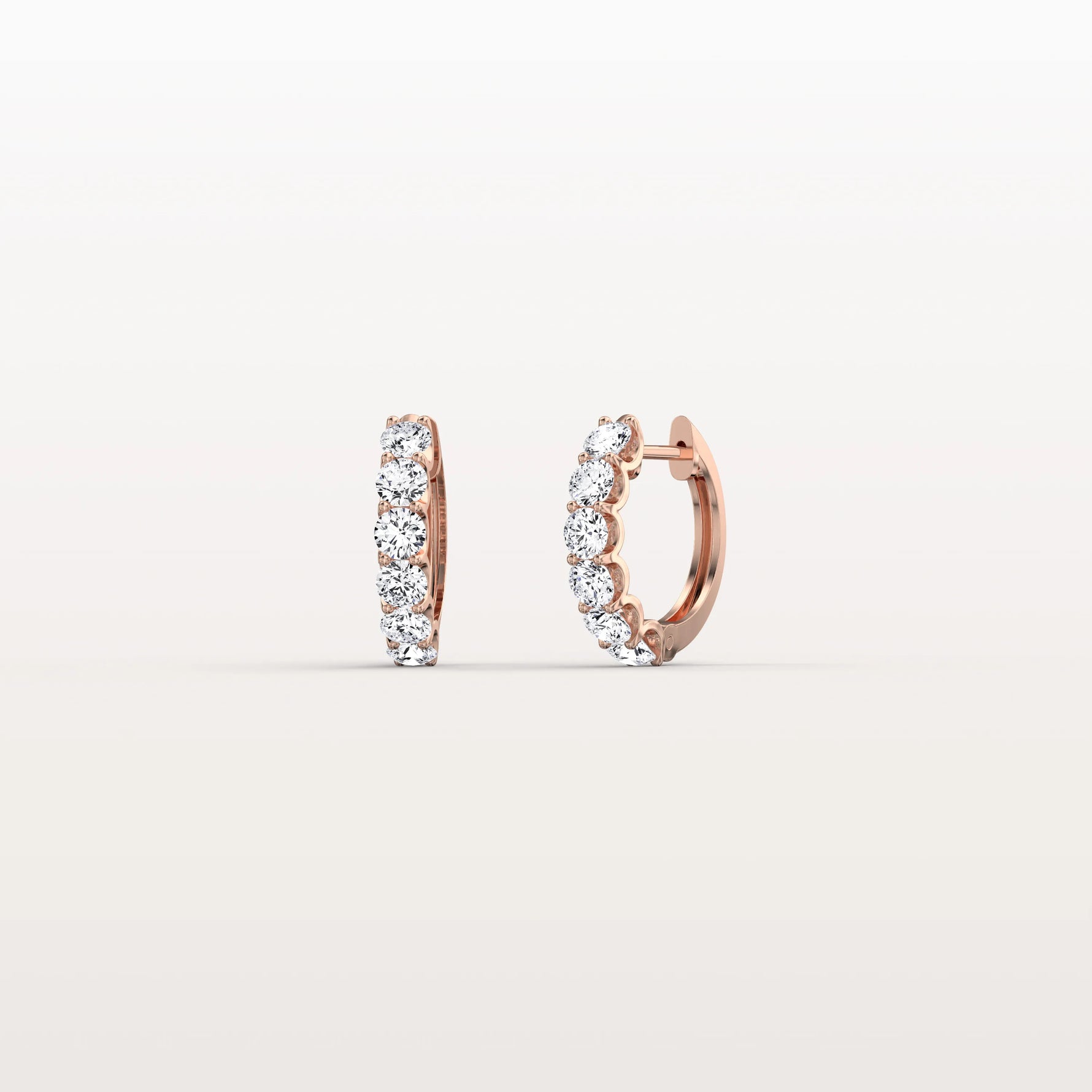 1.32CTW Lab Diamond Half Eternity Huggie Earring In 14K Solid Gold/Platinum - Earrings