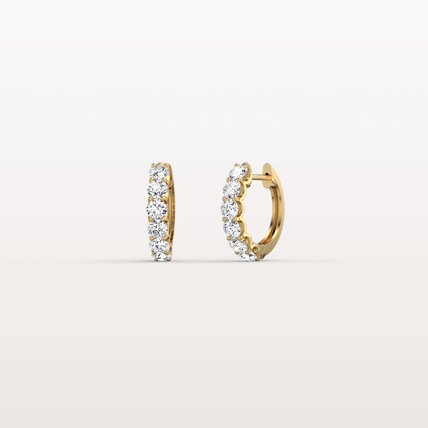 1.32CTW Lab Diamond Half Eternity Huggie Earring In 14K Solid Gold/Platinum - Earrings