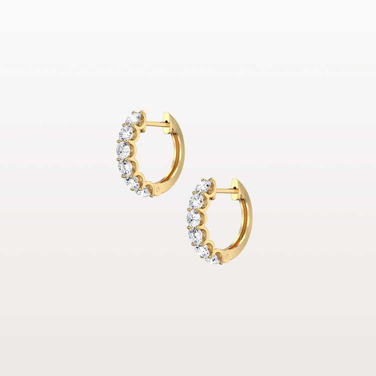 1.32CTW Lab Diamond Half Eternity Huggie Earring In 14K Solid Gold/Platinum - Earrings